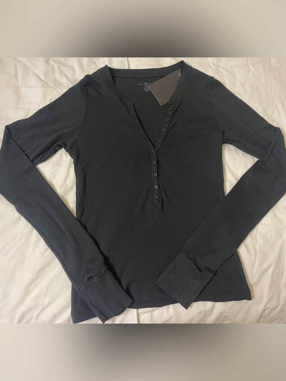 Brandy Melville Black Long Sleeve Henley Top